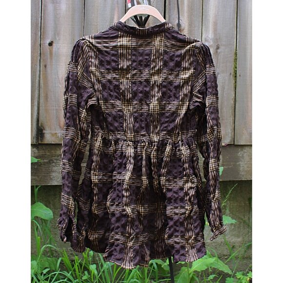 Timberland - Heavyweight Smock Front Tunic in Brown Plaid, size Large - Picture 3 of 13